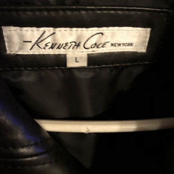 Kenneth Cole New York size Large black leather Moto jacket ultra soft pockets - Picture 5 of 10